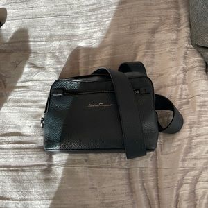 Blue leather Salvatore Ferragamo crossbody. 100% authentic. Gently used.